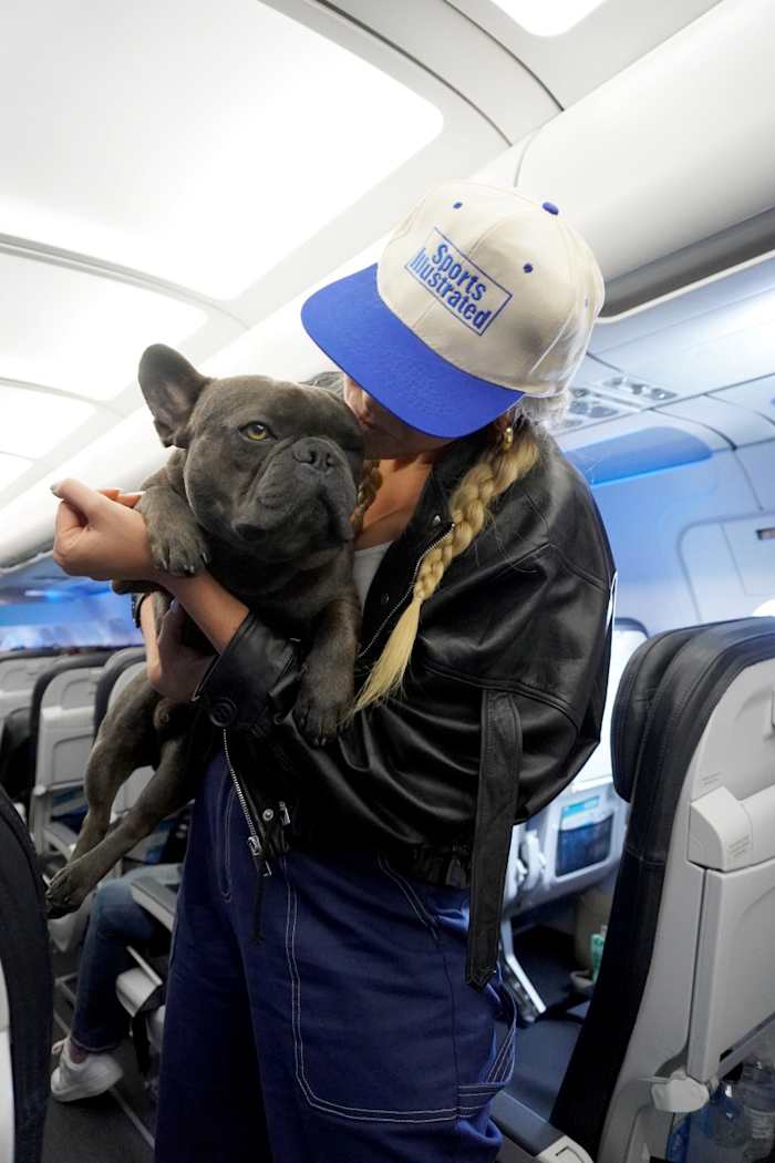 Camille Kostek and Ralphie.